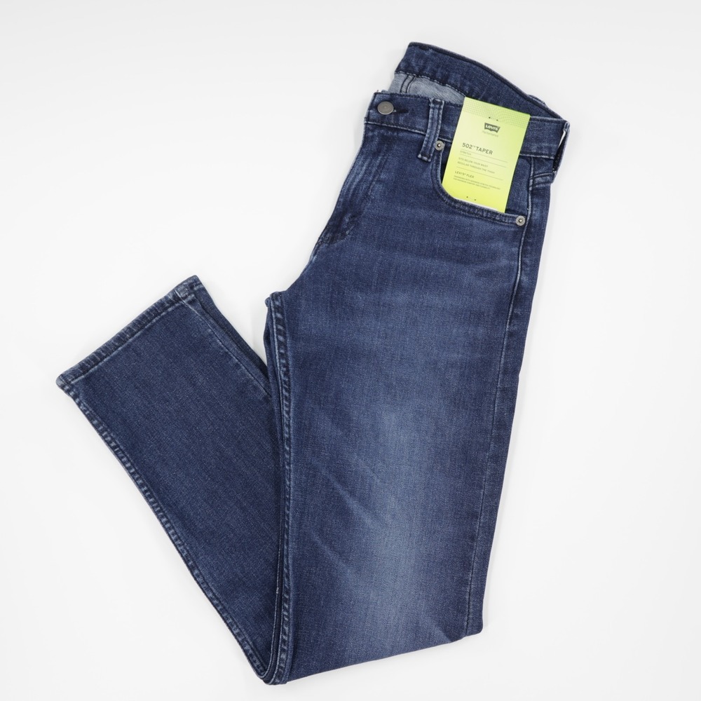 Levi's 502 Men's Flex Tapered Stretch Jeans Dark Blue W29 L32‎